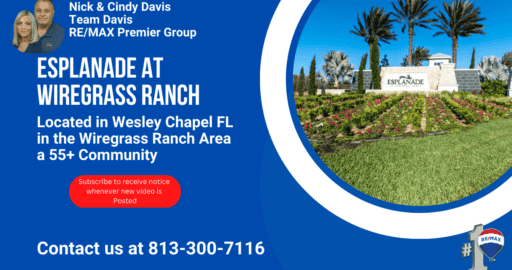 Lush landscaping of Esplanade at Wiregrass Ranch community in Wesley Chapel, FL.