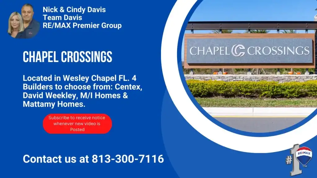 Chapel Crossings residential community sign in Wesley Chapel FL.