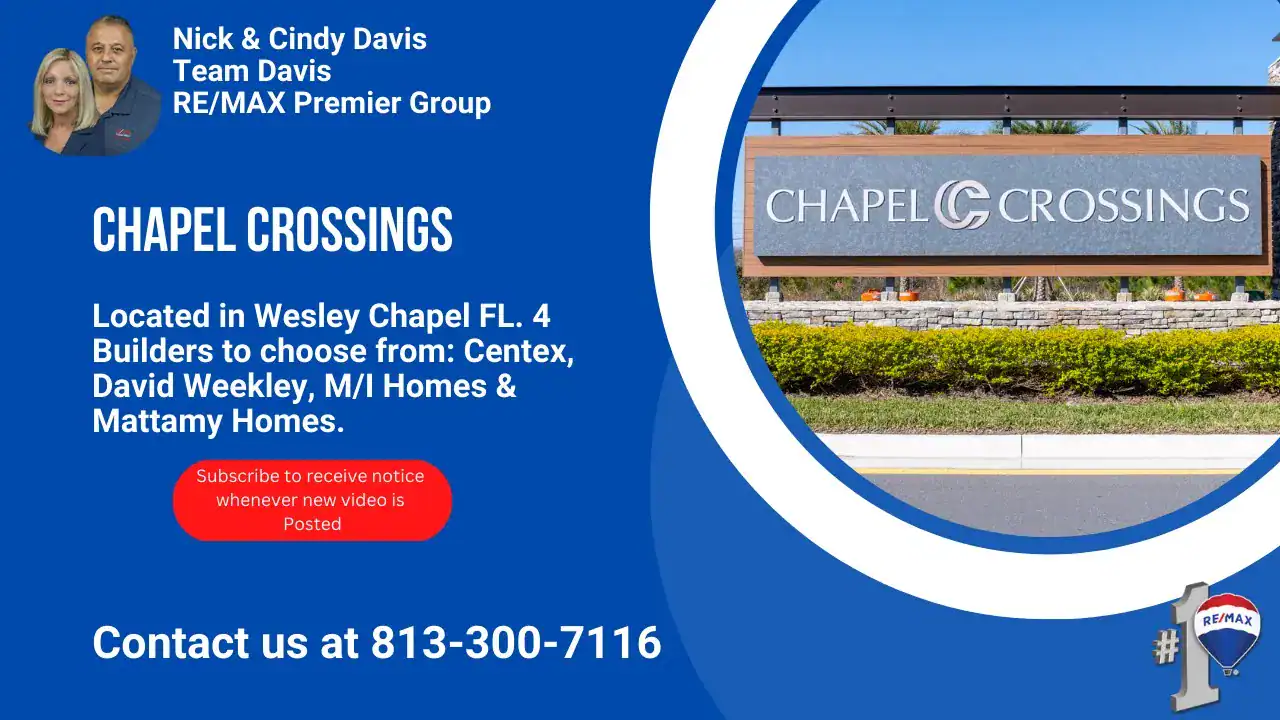 Chapel Crossings residential community sign in Wesley Chapel FL.